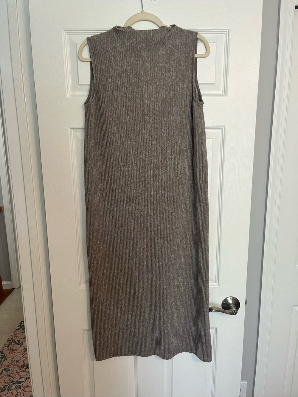 NWT Zara Sleeveless Ribbed Midi Dress - Brownish Gray